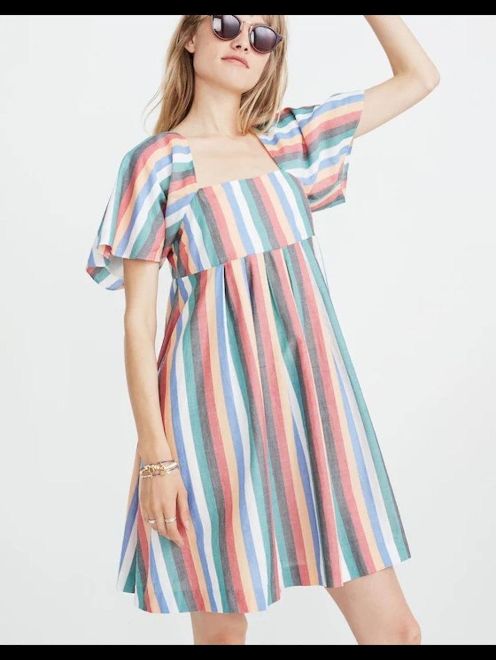 Madewell Square-Neck Mini Dress in Festival Stripe